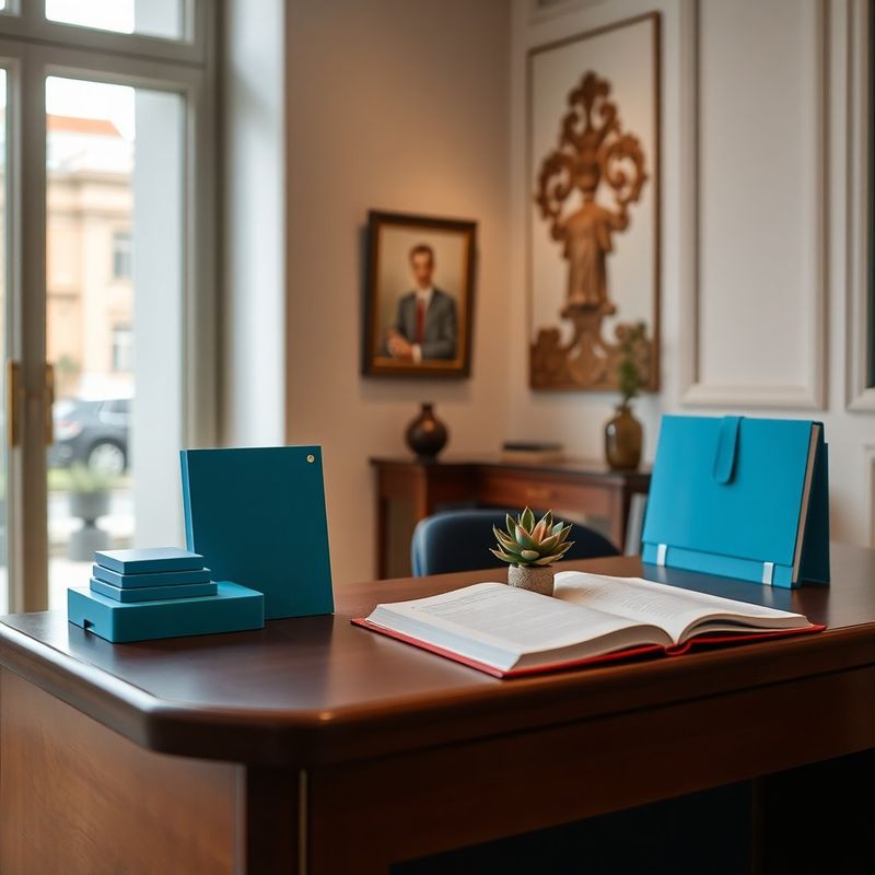 Uvítací recepce pražské kanceláře s azurovými papírnickými doplňky